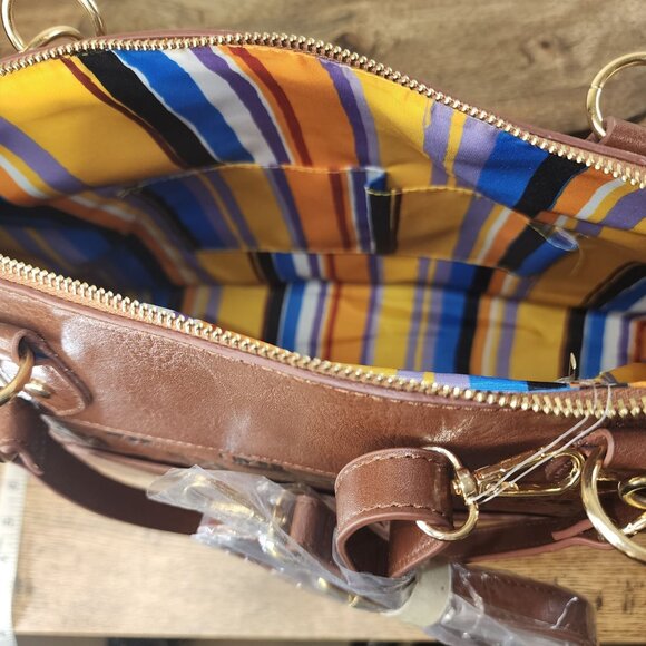 Badgley Mischka Monogram Leather Tote Bag With Gold Hardware - Picture 9 of 10